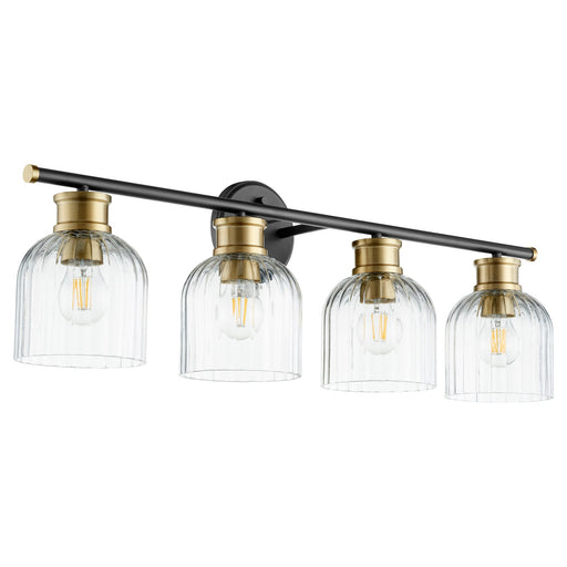 Monarch 4 Light Vanity in Textured Black / Aged Brass