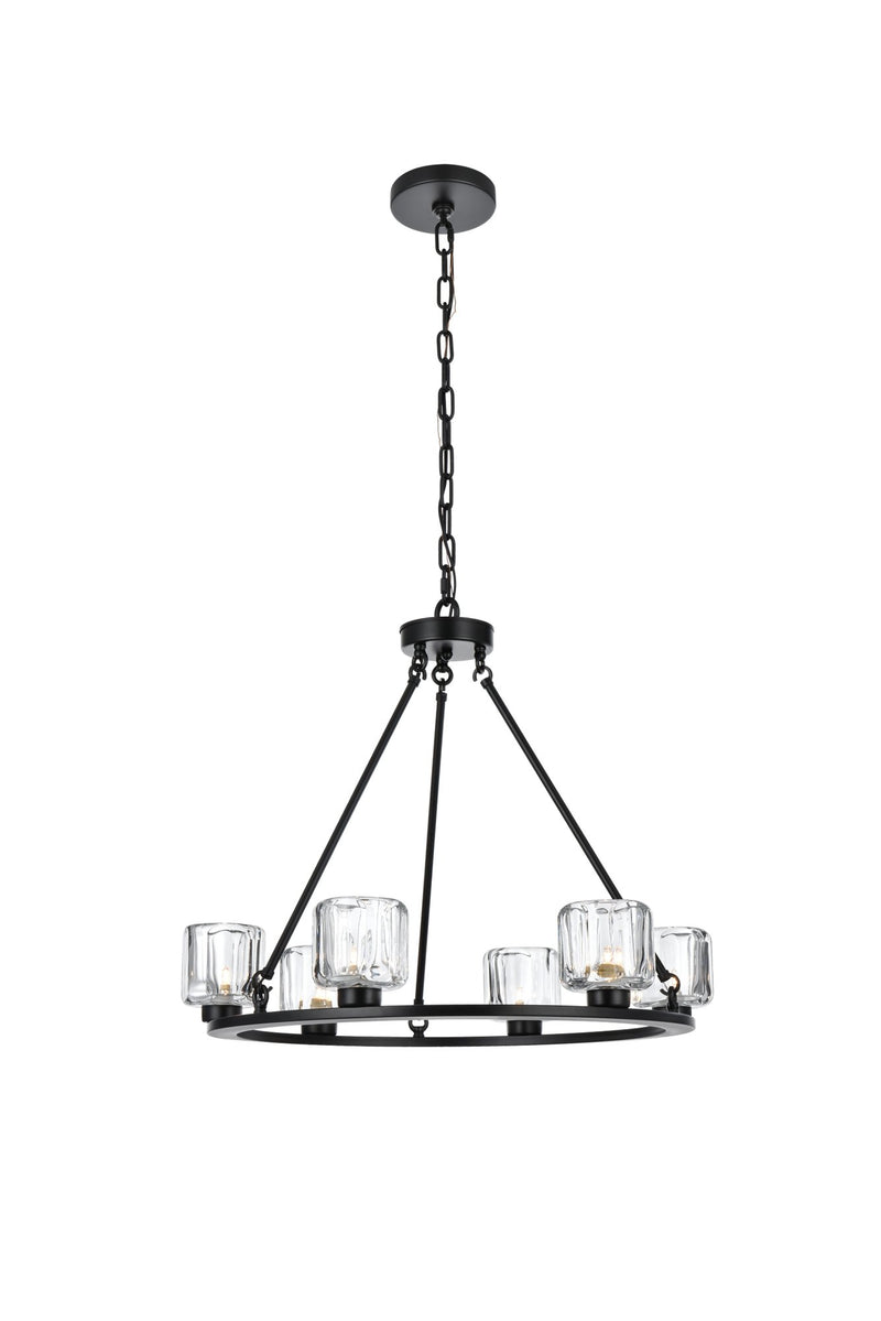 Cadence 26" 6-Light Chandelier in Black And Clear