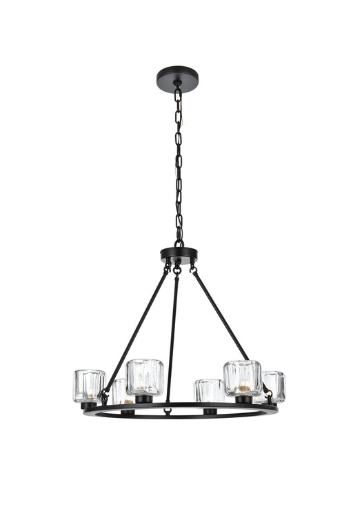 Cadence 26" 6-Light Chandelier in Black And Clear