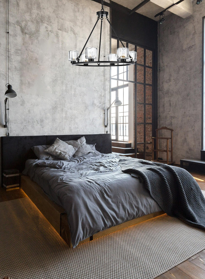 Cadence 26" 6-Light Chandelier in Black And Clear