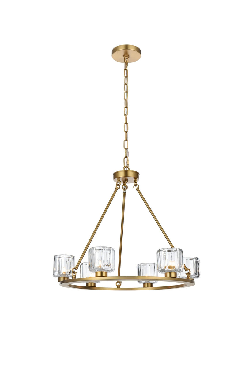 Cadence 26" 6-Light Chandelier in Satin Gold And Clear