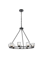 Cadence 32" 9-Light Chandelier in Black And Clear