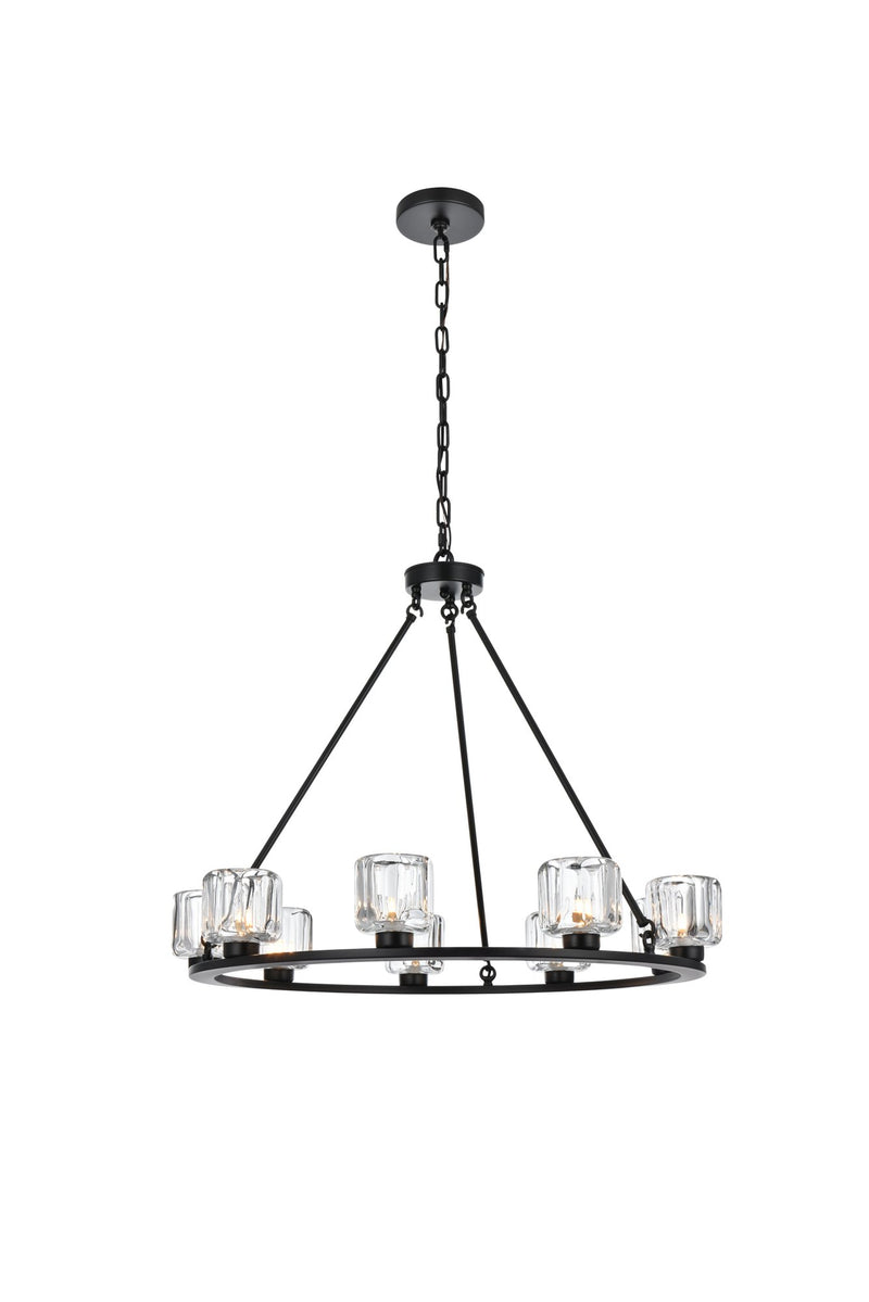 Cadence 32" 9-Light Chandelier in Black And Clear