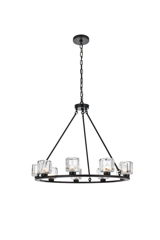 Cadence 32" 9-Light Chandelier in Black And Clear