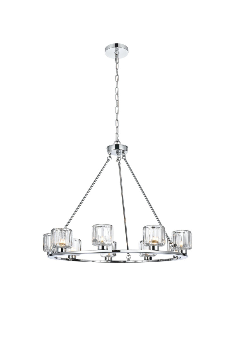 Cadence 32" 9-Light Chandelier in Chrome And Clear