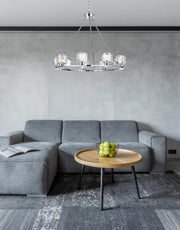 Cadence 32" 9-Light Chandelier in Chrome And Clear