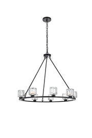 Cadence 36" 9-Light Chandelier in Black And Clear