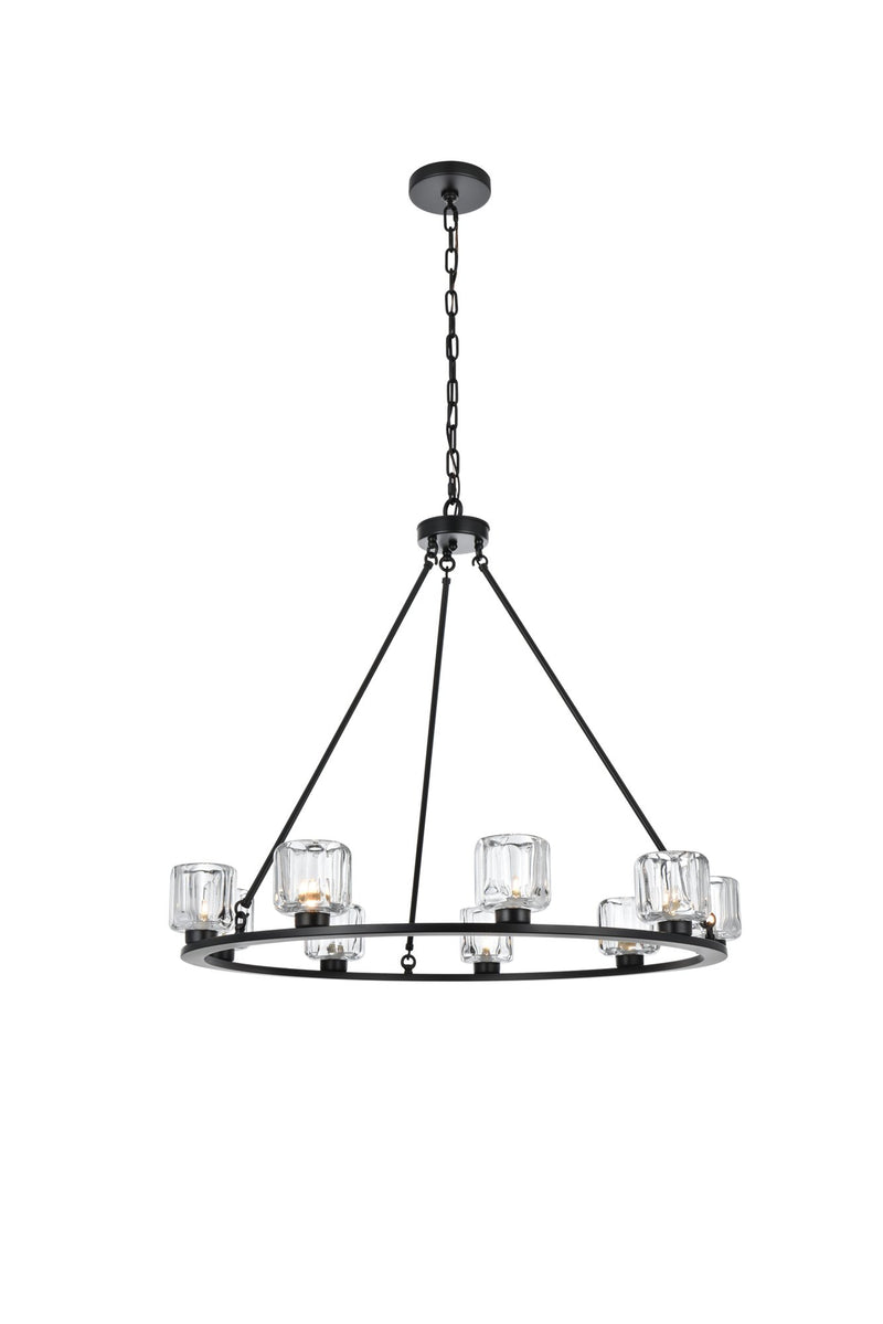 Cadence 36" 9-Light Chandelier in Black And Clear