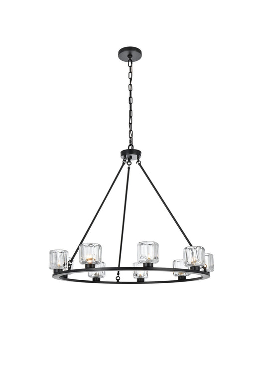 Cadence 36" 9-Light Chandelier in Black And Clear
