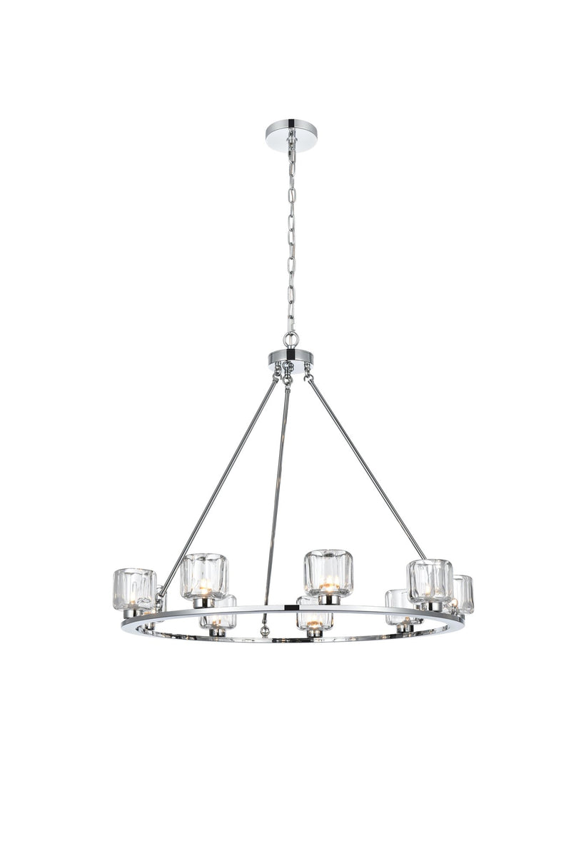 Cadence 36" 9-Light Chandelier in Chrome And Clear
