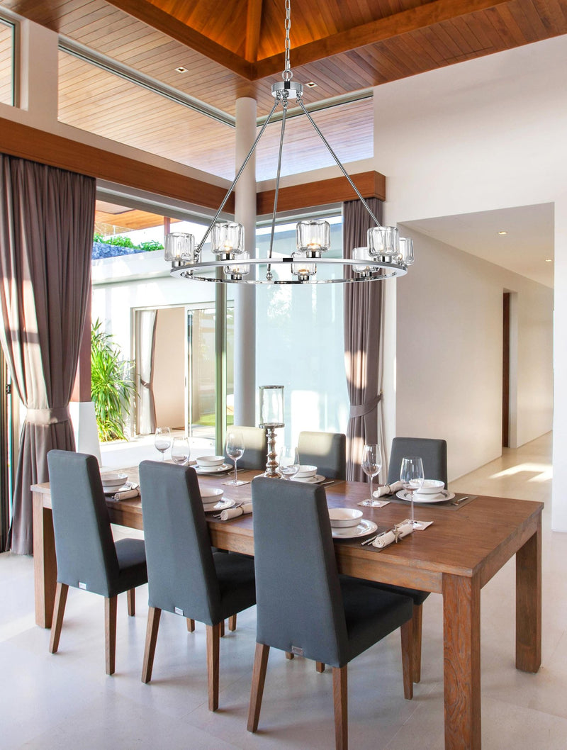 Cadence 36" 9-Light Chandelier in Chrome And Clear