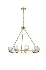 Cadence 36" 9-Light Chandelier in Satin Gold And Clear