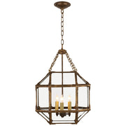 Morris Small 3-Light Lantern Pendant in Gilded Iron