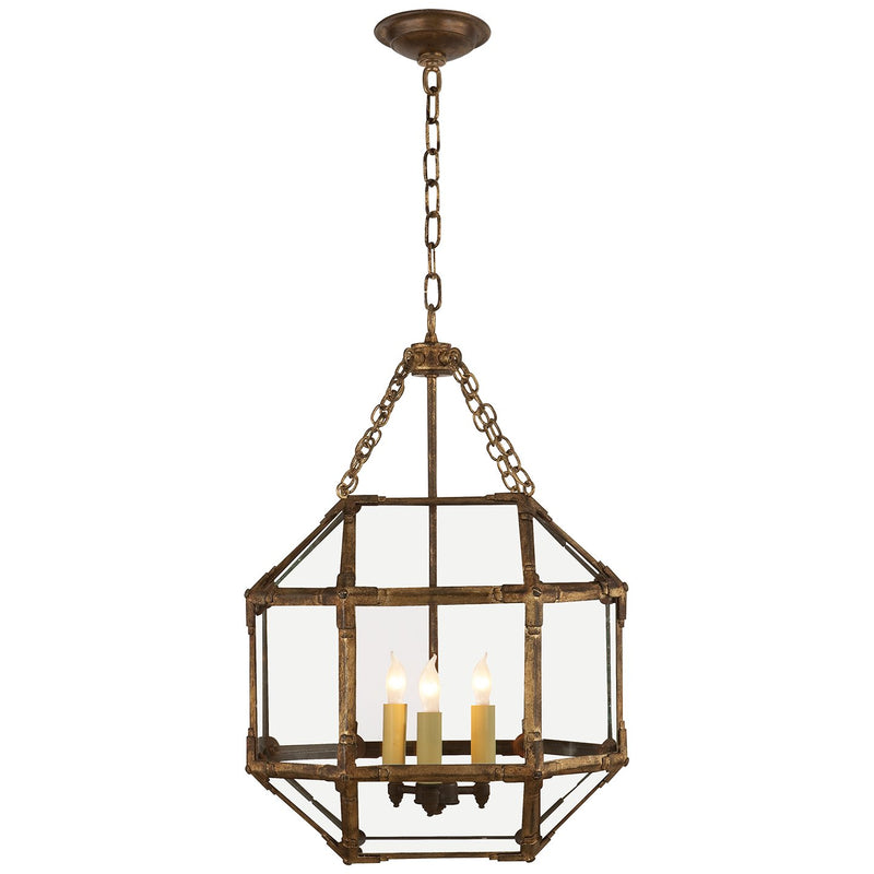 Morris Small 3-Light Lantern Pendant in Gilded Iron
