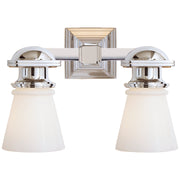 New York Subway Double 2-Light Bath Vanity Light in Chrome