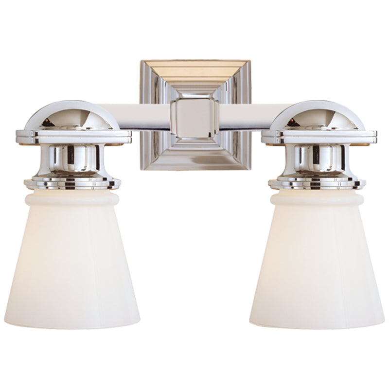 New York Subway Double 2-Light Bath Vanity Light in Polished Nickel