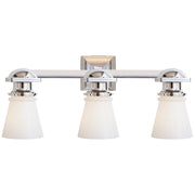 New York Subway Triple 3-Light Bath Vanity Light in Chrome