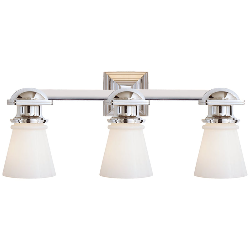 New York Subway Triple 3-Light Bath Vanity Light in Polished Nickel