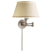 Boston Functional Swing Arm Wall Lamp in Antique Nickel