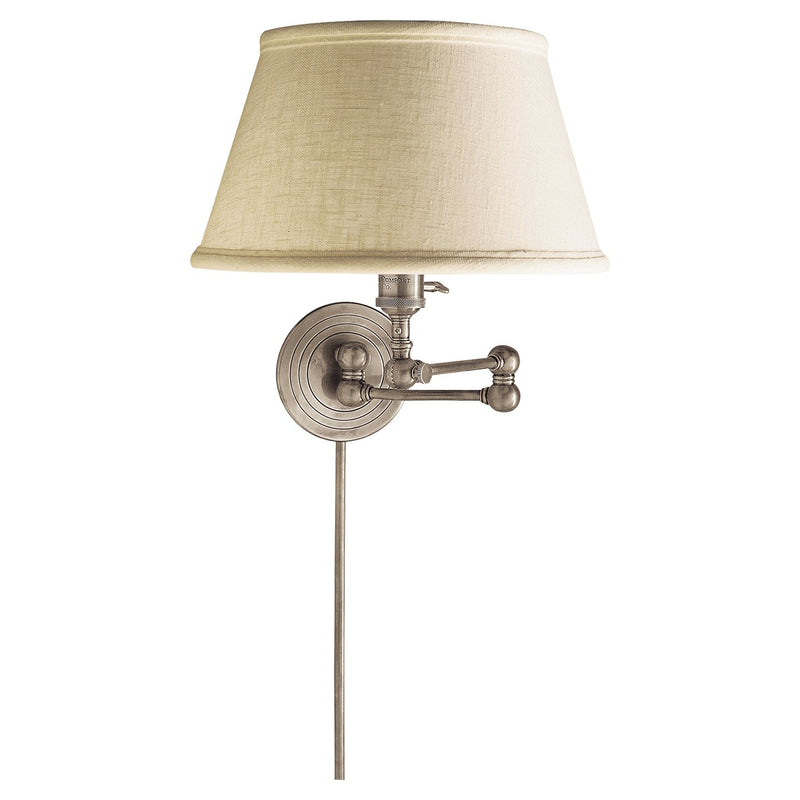 Boston Functional Swing Arm Wall Lamp in Antique Nickel