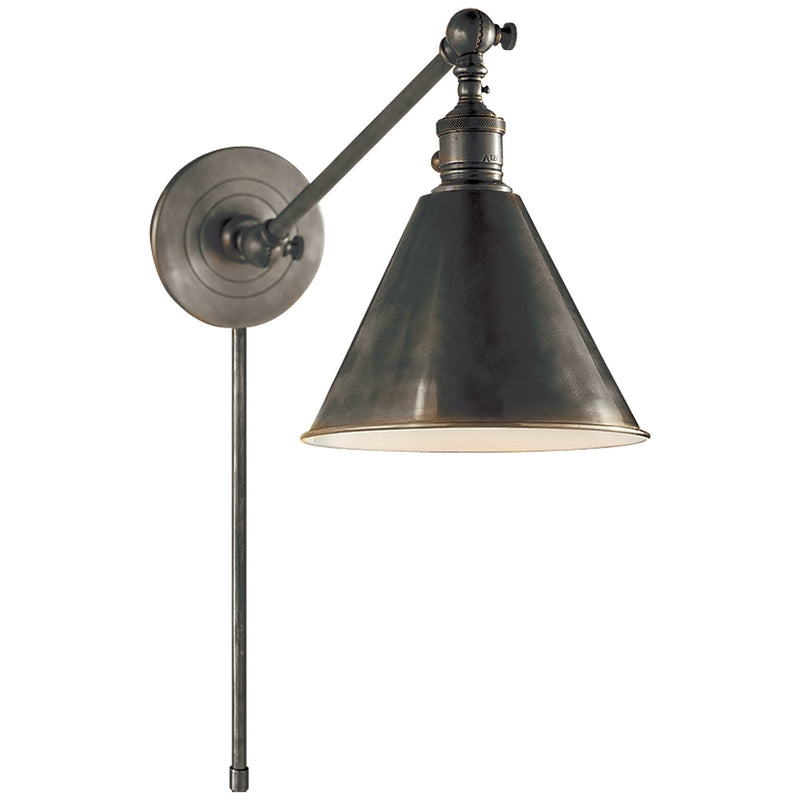 Boston Functional Single Arm Library Swing Arm Wall Lamp in Bronze
