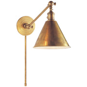 Boston Functional Single Arm Library Swing Arm Wall Lamp in Hand-Rubbed Antique Brass