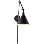 Boston Functional Double Arm Library Swing Arm Wall Lamp in Bronze