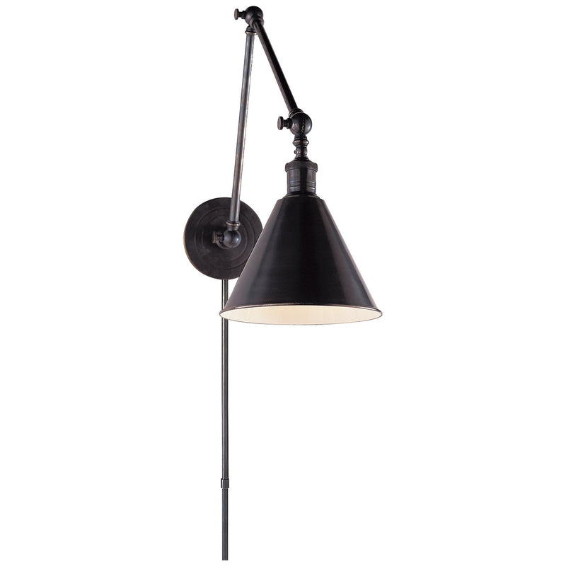 Boston Functional Double Arm Library Swing Arm Wall Lamp in Bronze