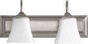 2 Light Satin Opal Glass Vanity in Satin Nickel