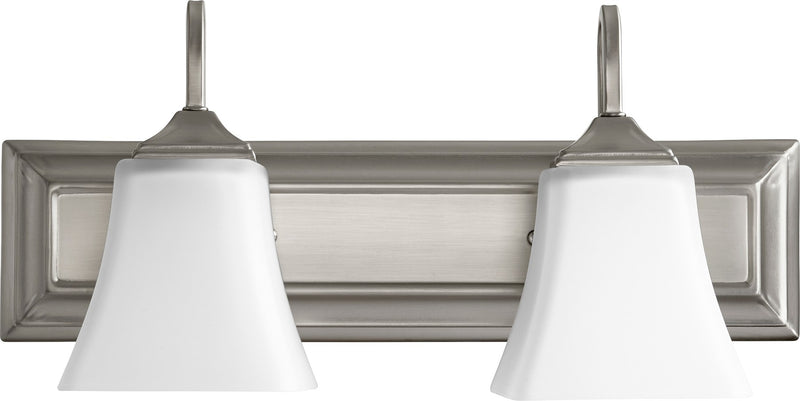 2 Light Satin Opal Glass Vanity in Satin Nickel