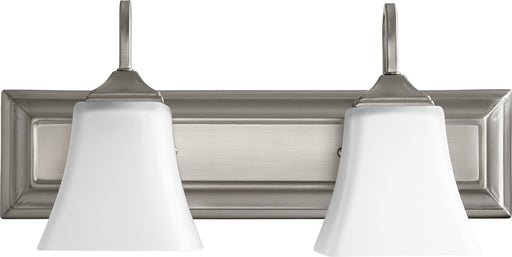 2 Light Satin Opal Glass Vanity in Satin Nickel