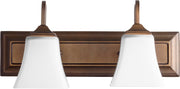 2 Light Satin Opal Glass Vanity in Oiled Bronze