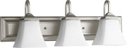 3 Light Satin Opal Glass Vanity in Satin Nickel