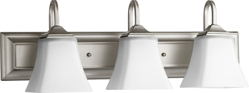 3 Light Satin Opal Glass Vanity in Satin Nickel