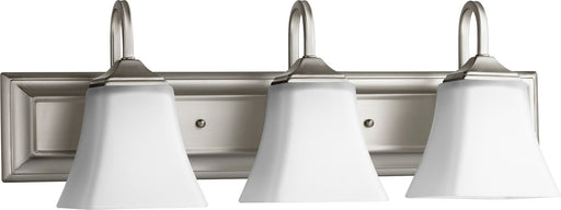 3 Light Satin Opal Glass Vanity in Satin Nickel
