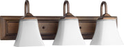 3 Light Satin Opal Glass Vanity in Oiled Bronze