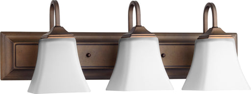 3 Light Satin Opal Glass Vanity in Oiled Bronze