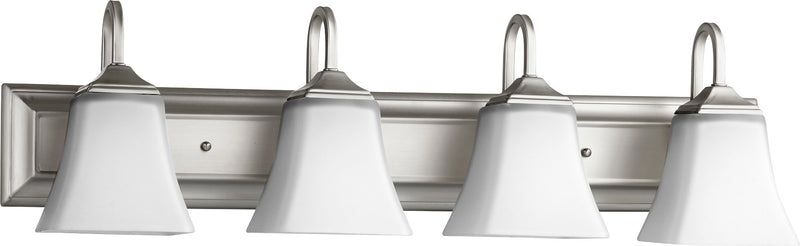 4 Light Satin Opal Glass Vanity in Satin Nickel
