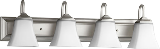 4 Light Satin Opal Glass Vanity in Satin Nickel