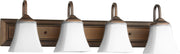 4 Light Satin Opal Glass Vanity in Oiled Bronze