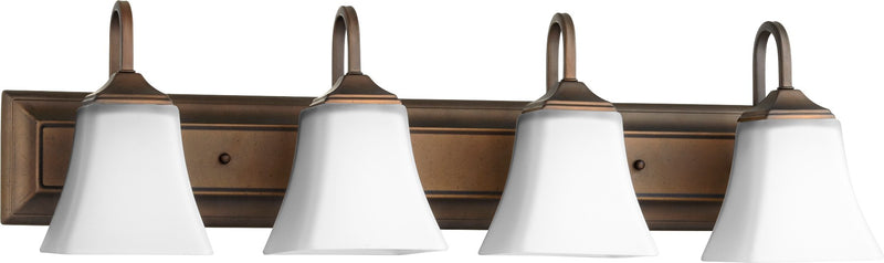4 Light Satin Opal Glass Vanity in Oiled Bronze