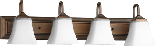 4 Light Satin Opal Glass Vanity in Oiled Bronze