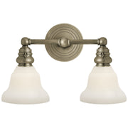 Boston Functional Double 2-Light Bath Vanity Light in Antique Nickel