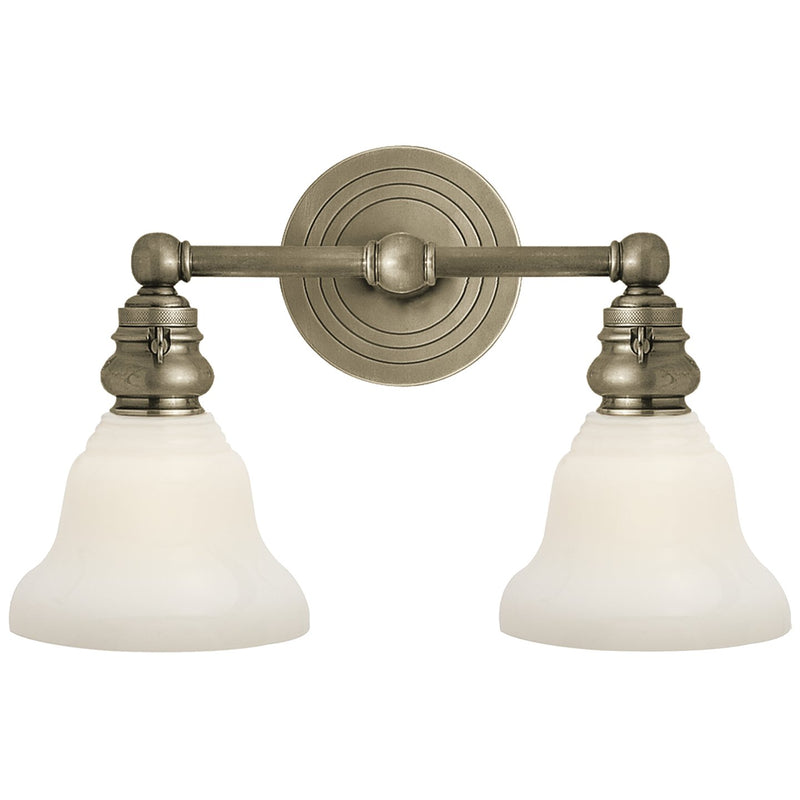 Boston Functional Double 2-Light Bath Vanity Light in Antique Nickel