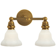 Boston Functional Double 2-Light Bath Vanity Light in Hand-Rubbed Antique Brass