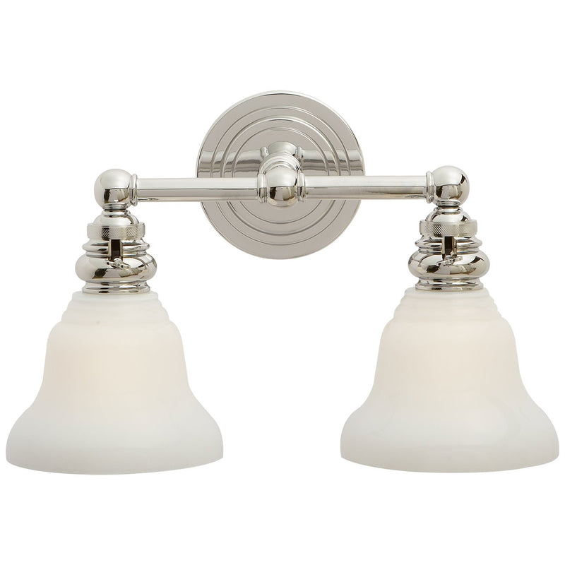 Boston Functional Double 2-Light Bath Vanity Light in Polished Nickel