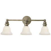 Boston Functional Triple 3-Light Bath Vanity Light in Antique Nickel