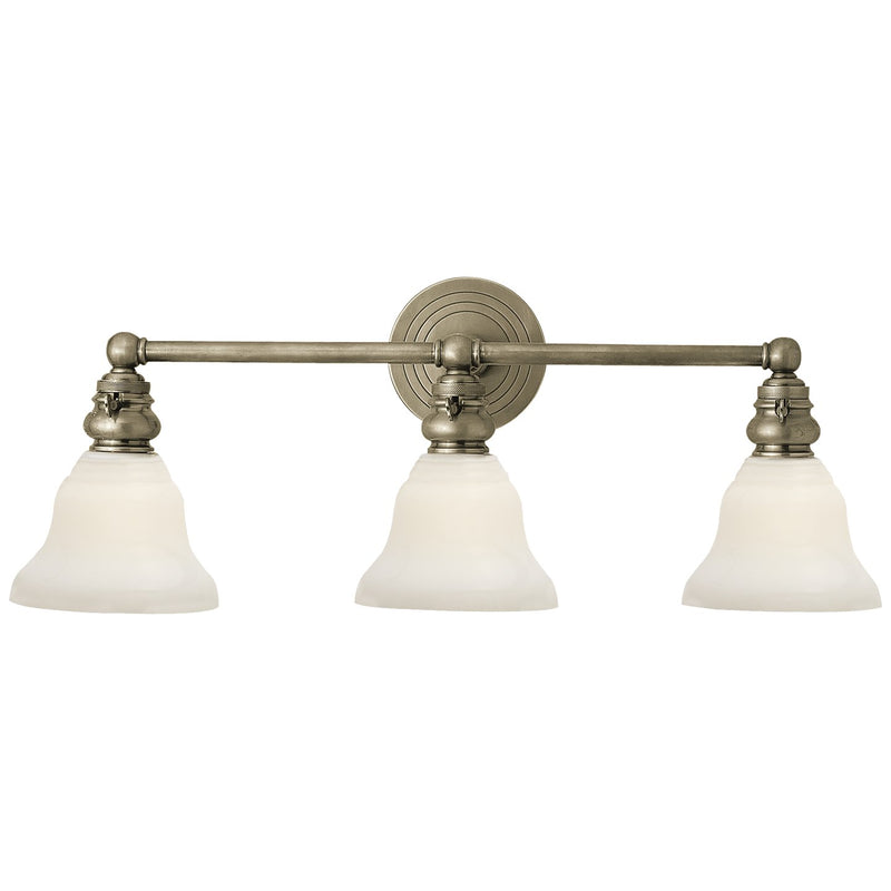 Boston Functional Triple 3-Light Bath Vanity Light in Antique Nickel