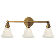 Boston Functional Triple 3-Light Bath Vanity Light in Hand-Rubbed Antique Brass