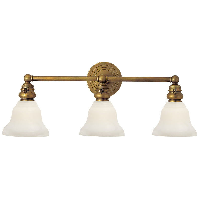 Boston Functional Triple 3-Light Bath Vanity Light in Hand-Rubbed Antique Brass